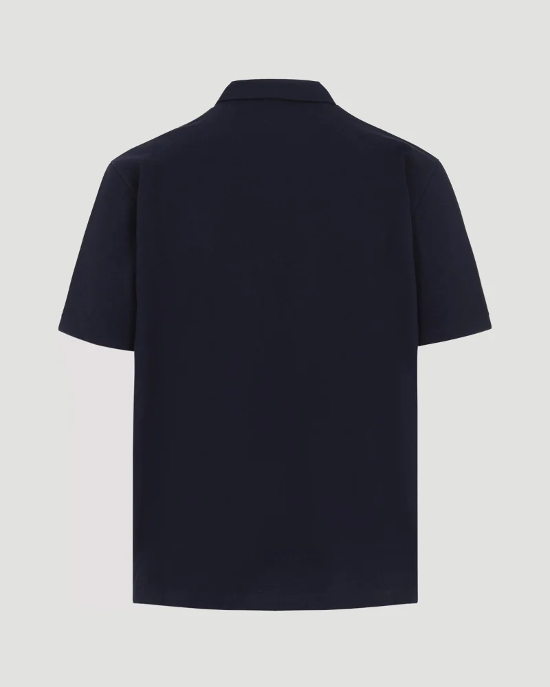 Cotton Polo Shirt in Navy — снимка 4