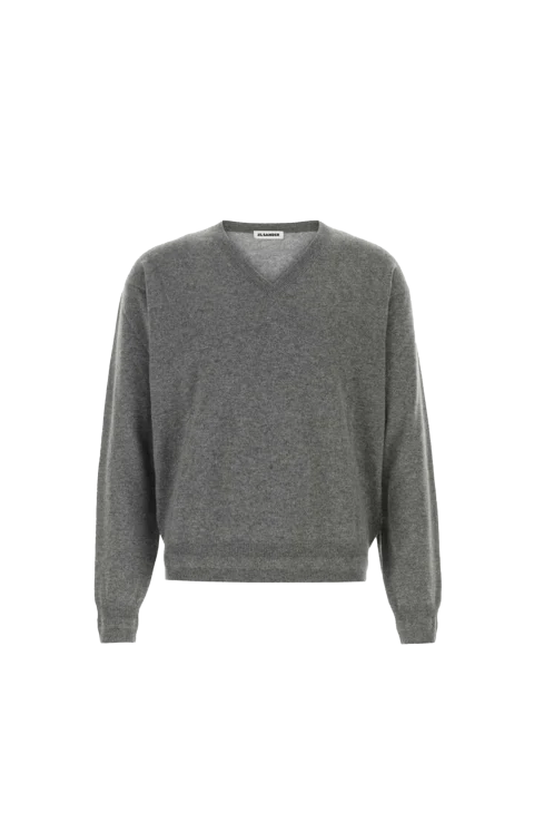 Cashmere V-Neck Sweater in Grey
