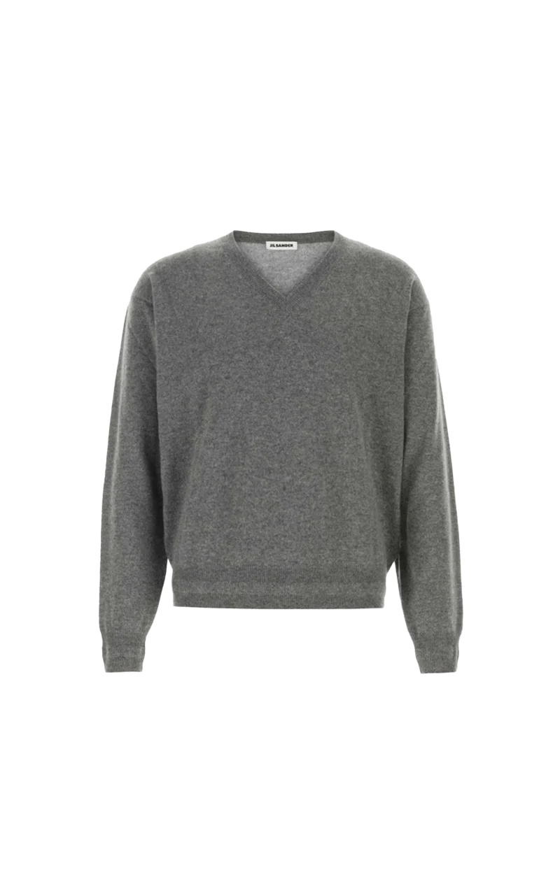 Cashmere V-Neck Sweater in Grey