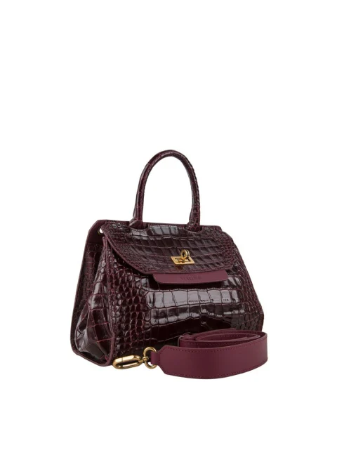 Кожена чанта 'Croc-effect' Visona Ornella — снимка 4
