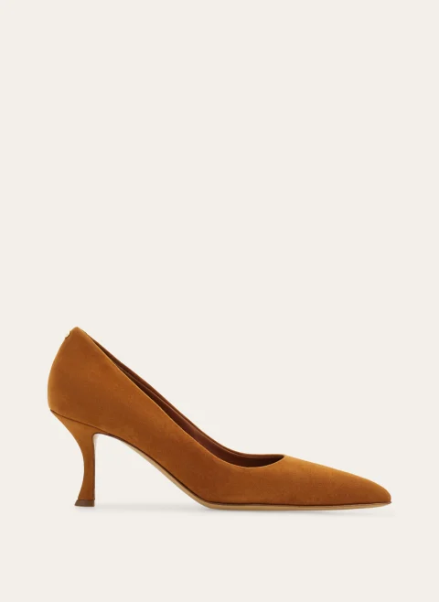 Велурени обувки на ток Ferragamo — снимка 1