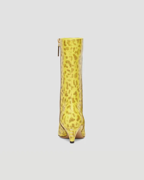 Yellow Karung Leather Medium-Heeled Boots — снимка 3