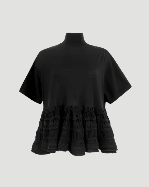 Wool Crinoline Top in Black