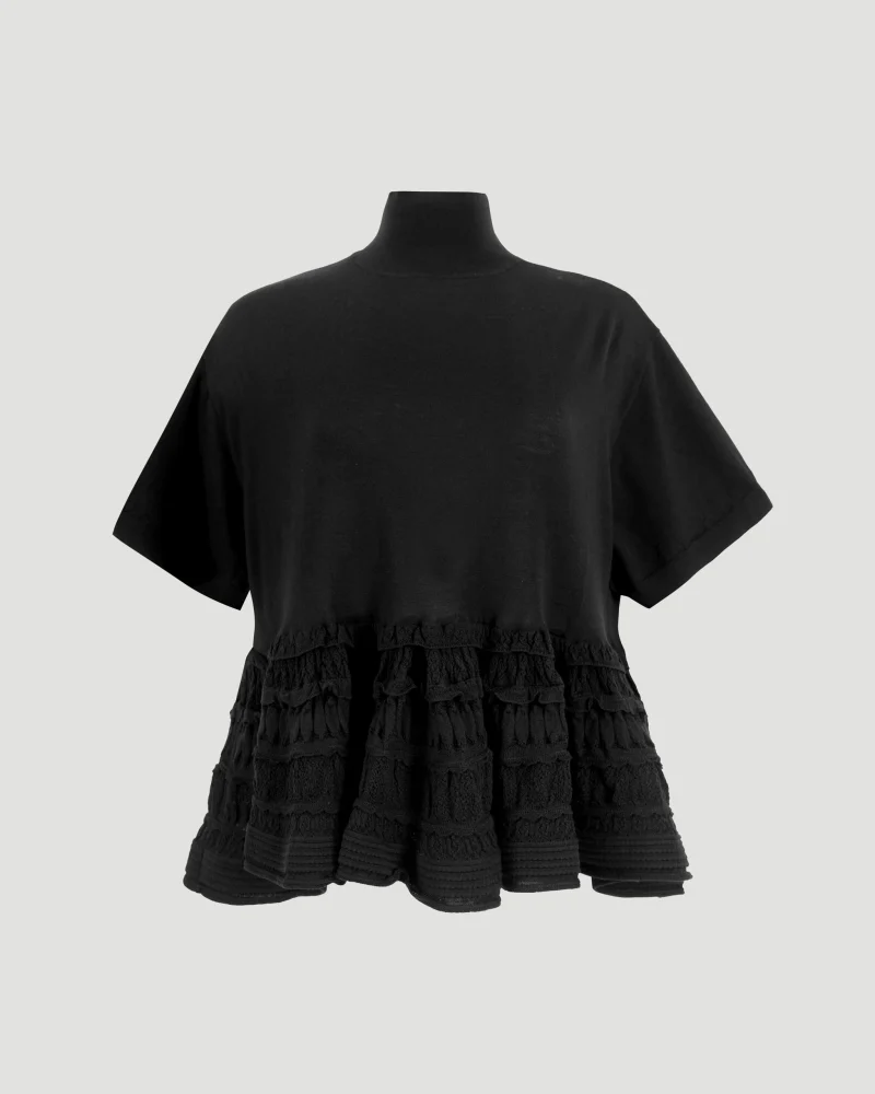 Wool Crinoline Top in Black