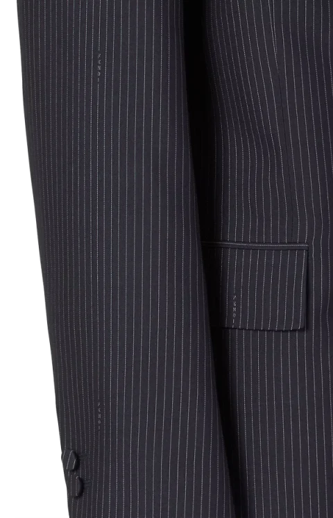 Navy Blue Pinstriped Wool Blazer — снимка 3