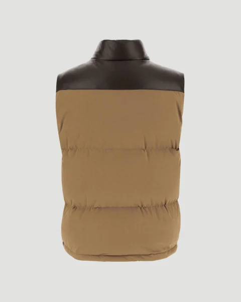 Frosted Poplin and Leather Gilet — снимка 2