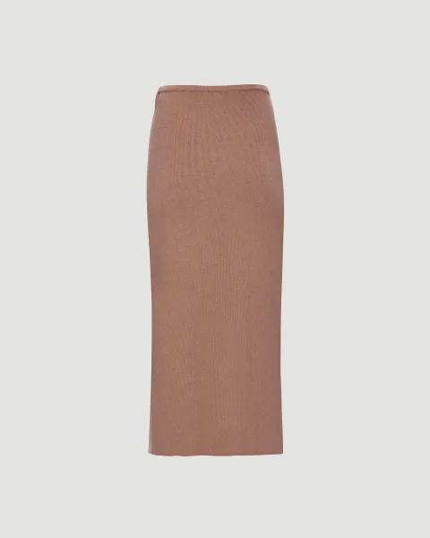 Knit Cutout Midi Skirt in Caramel — снимка 2