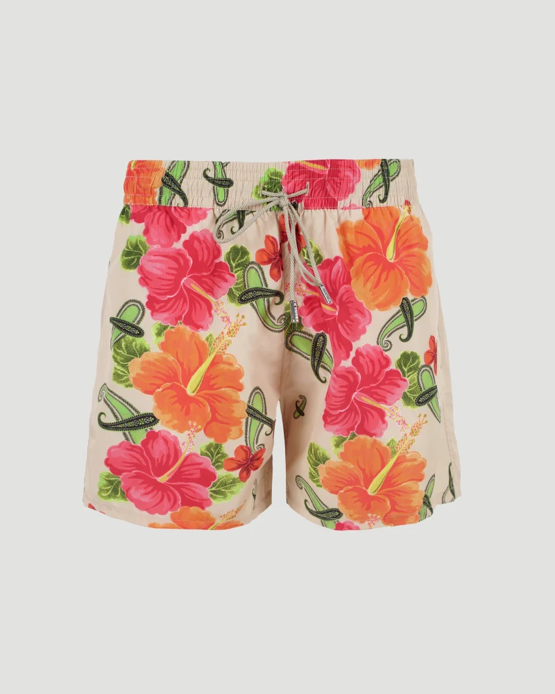 Swim Shorts with Paisley Motif