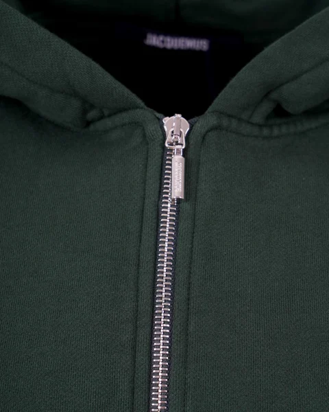Grosgrain Logo Zip Hoodie in Dark Green — снимка 2