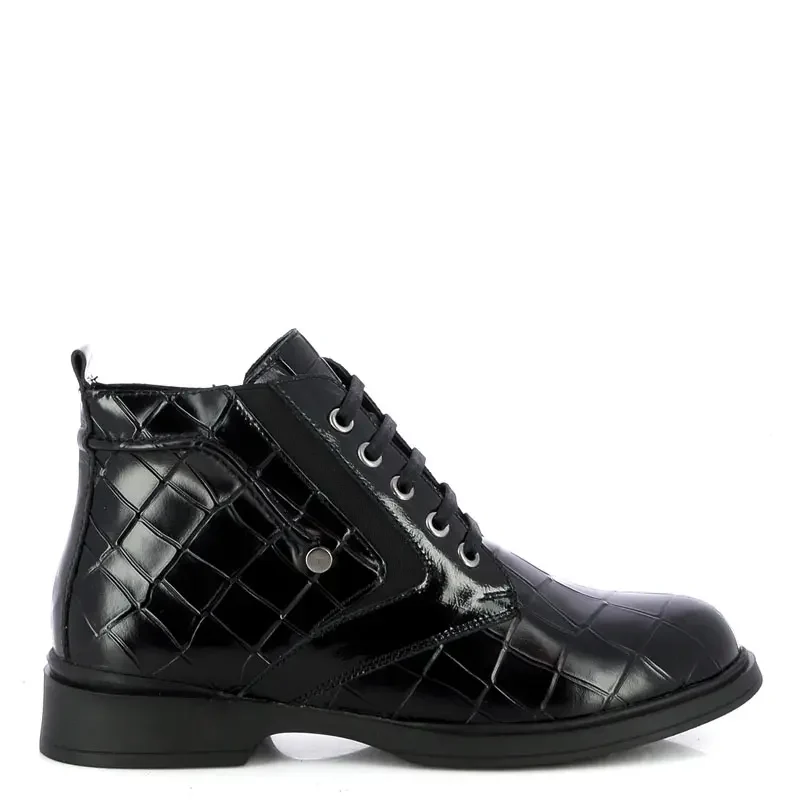 Дамски Равни Боти CARLO FABIANI – 030-589-3968 BLACK CROCO PATENT