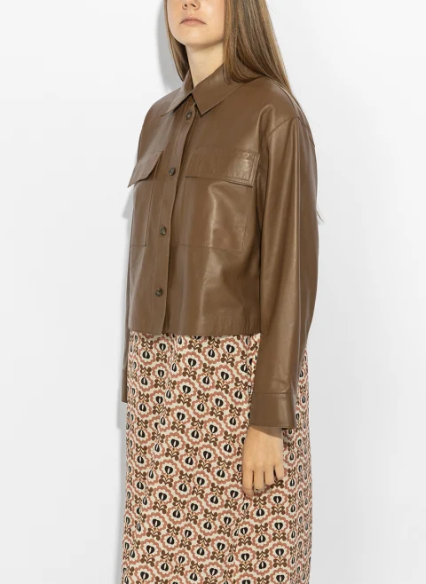 Кожено яке 'Shirt style' Weekend Max Mara Wkdpiovra — снимка 5