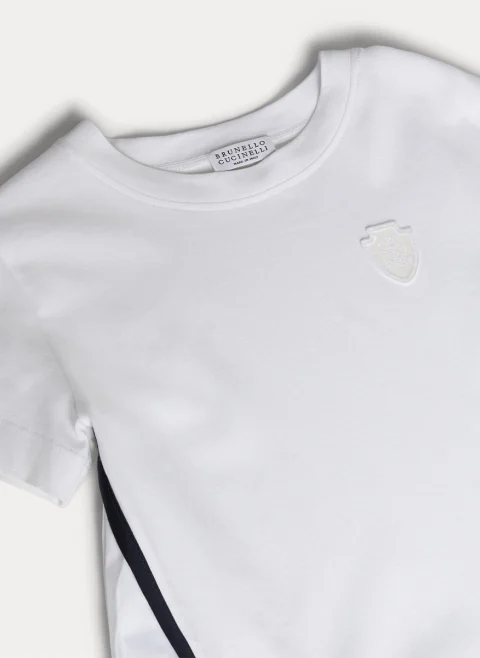 Тишърт с плисиран мотив Brunello Cucinelli Kids 6 — снимка 3