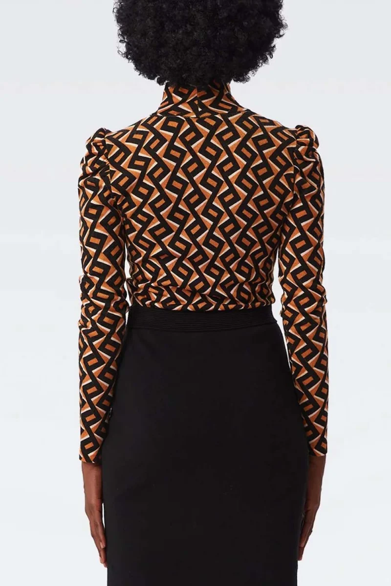 Blouse Dvf New Tanner Sweater DVFWL3Q015ZZDCL B2405 zig zag small camel — снимка 2