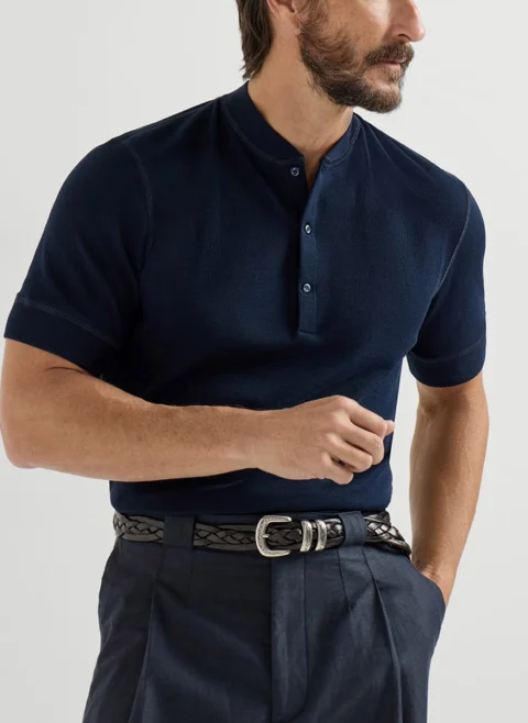 Тишърт с копчета Brunello Cucinelli — снимка 9