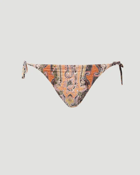 Printed Bikini Bottoms in Orange