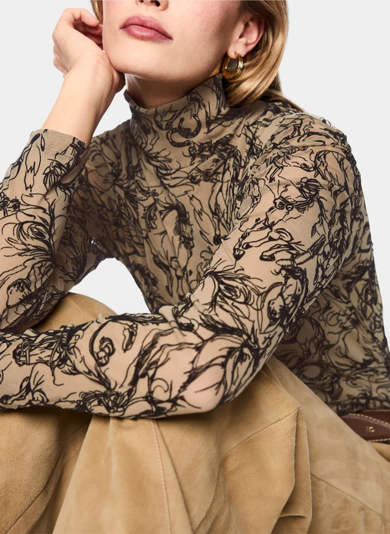 Блуза с кадифен принт Marc Cain Collections