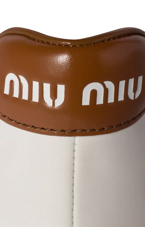 White/Cognac Leather Sneakers — снимка 2
