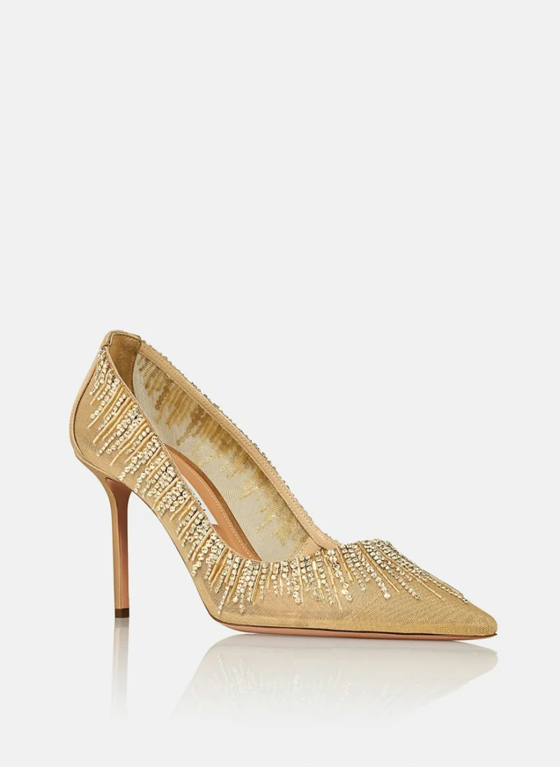 Обувки на ток с декоративни кристали 'Soft Sky' Aquazzura — снимка 2