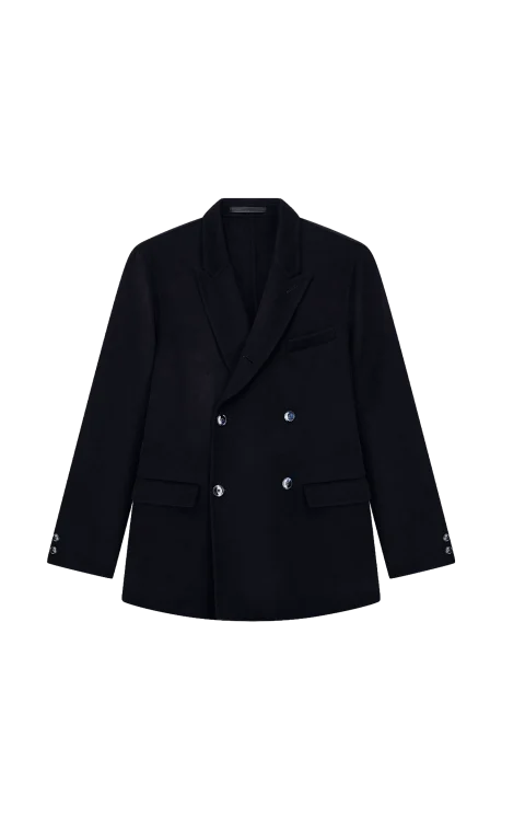 Double Cashmere Regular Fit Blazer in Dark Navy