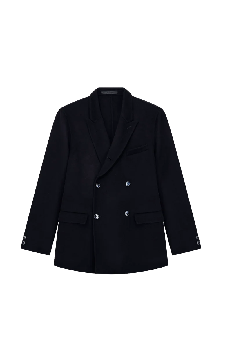 Double Cashmere Regular Fit Blazer in Dark Navy