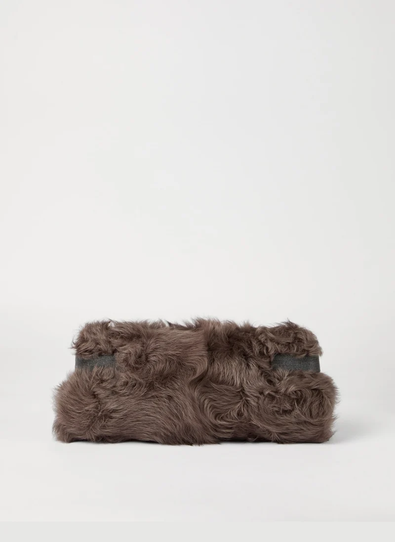 Чанта-клъч 'Wavy shearling' Brunello Cucinelli