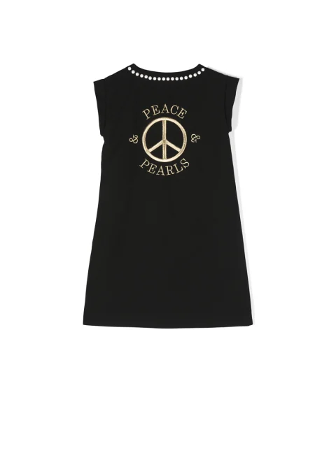 Рокля с декоративни перли Moschino Kids — снимка 2