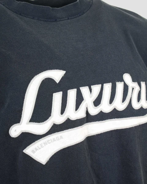 Luxury Script Oversized T-Shirt in Washed Navy — снимка 3