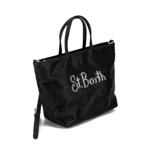 Дамска черна чанта Strass mini bag SAINT BARTH — снимка 4