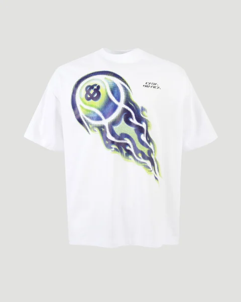 Flaming Tennis Ball Oversized Short Sleeve T‑Shirt
