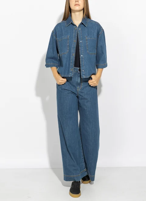 Риза от деним Weekend Max Mara Wkdzannata — снимка 5