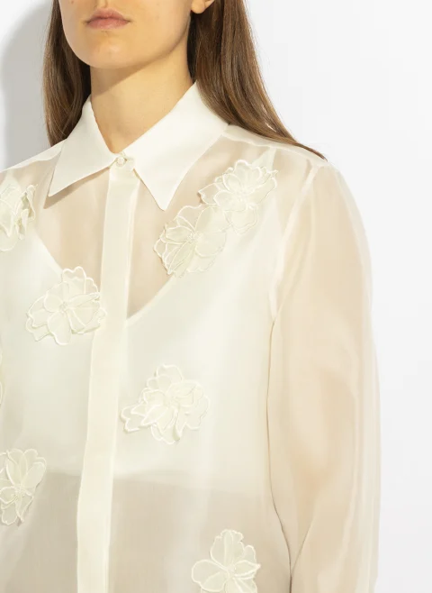 Риза от органза с флорални елементи Max Mara Studio Mseagi — снимка 6