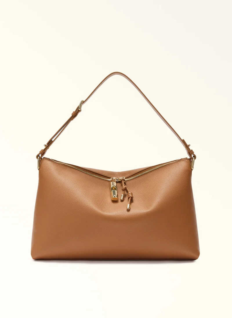 Кожена чанта Furla Debby Brandy