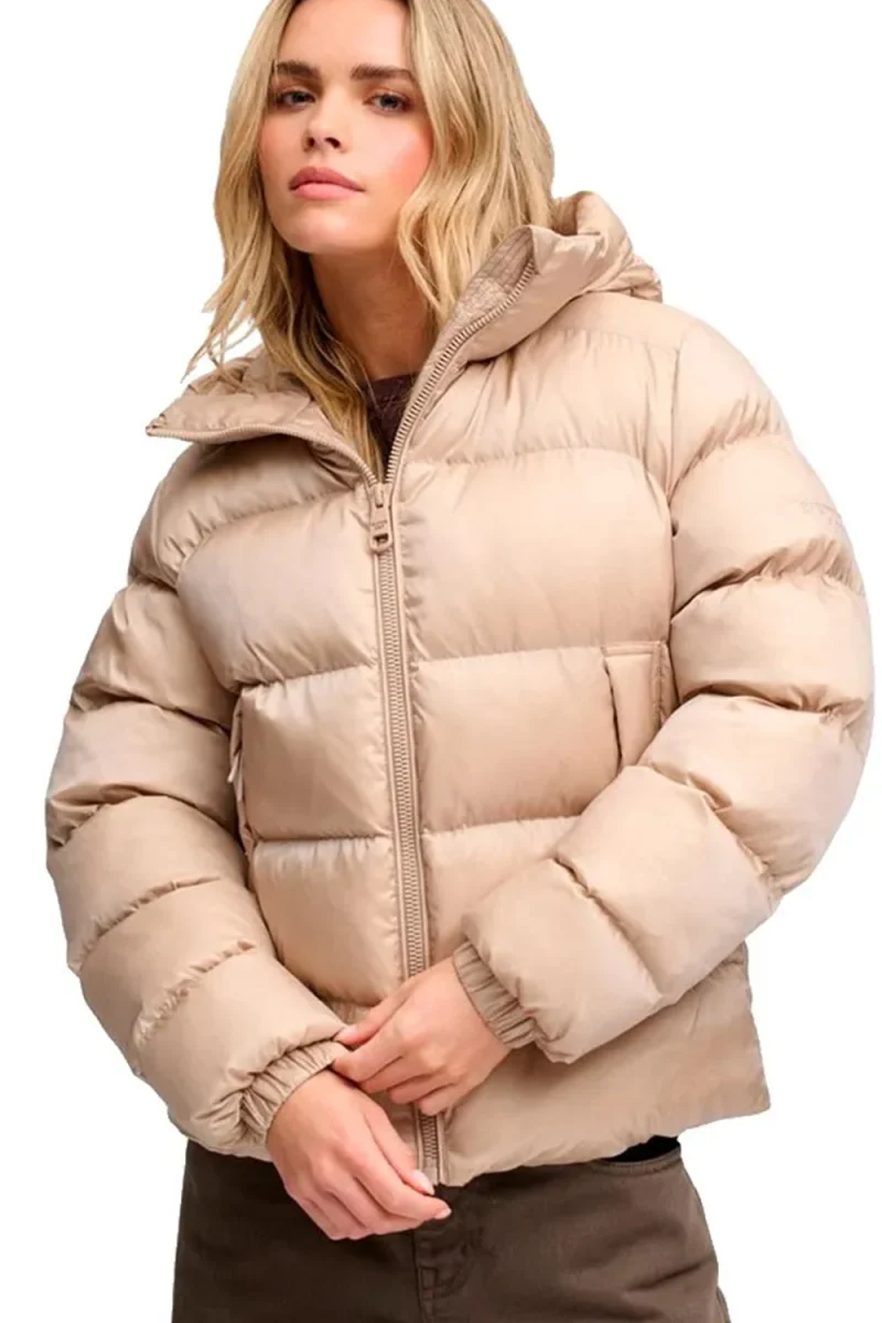 Дамско Яке Superdry Hooded Shine Puffer W5012187A m1e mushroom beige — снимка 2