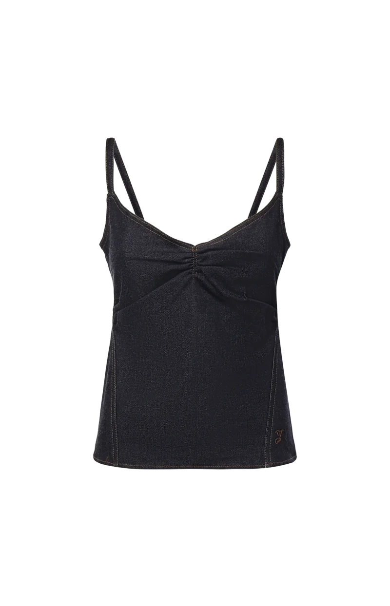The de-Nîmes Pina Denim Top in Dark Navy