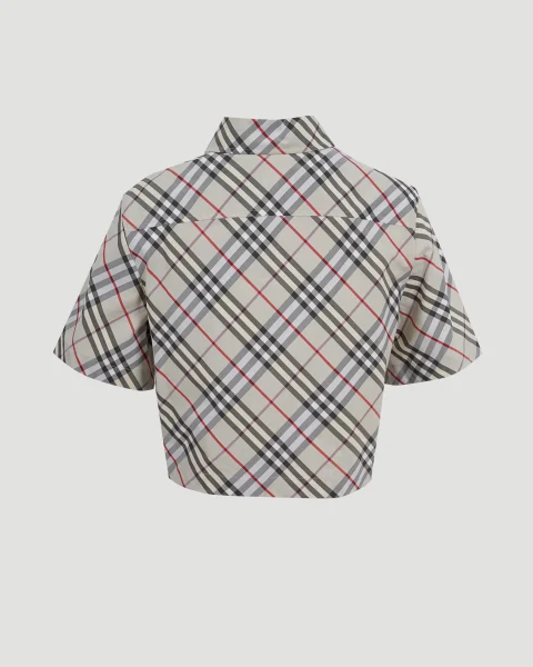 Cropped Check Cotton Shirt — снимка 2