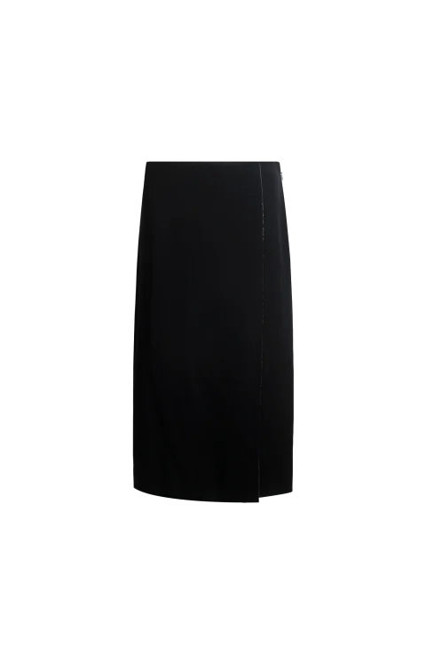 Black Viscose Midi Skirt