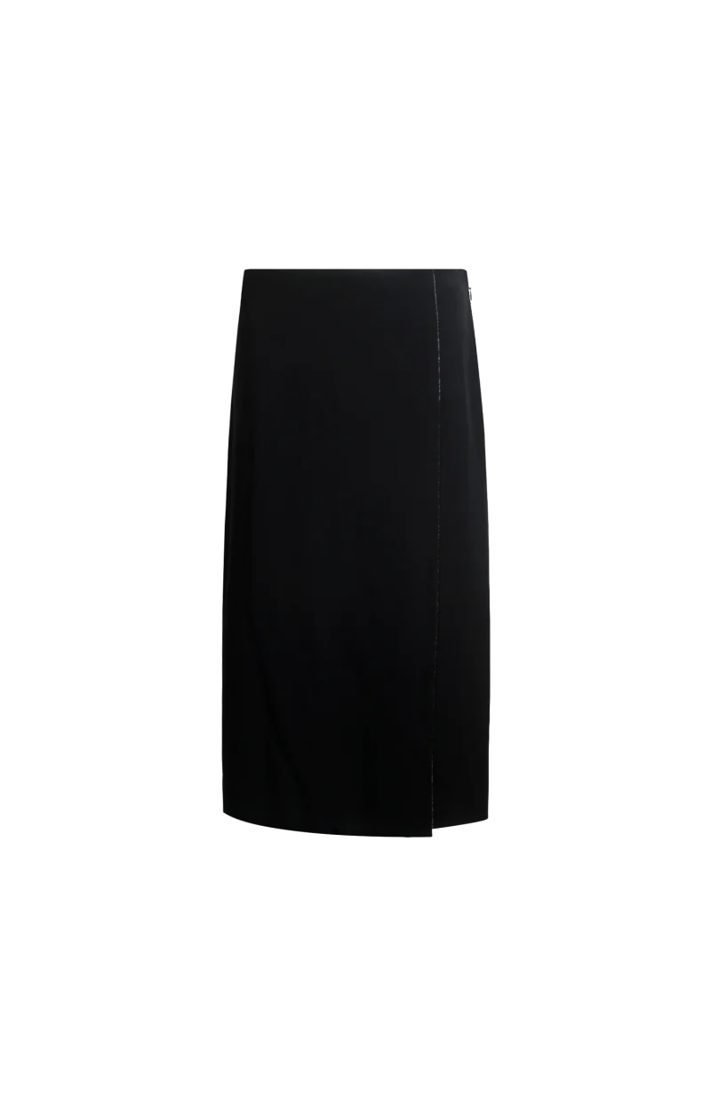 Black Viscose Midi Skirt