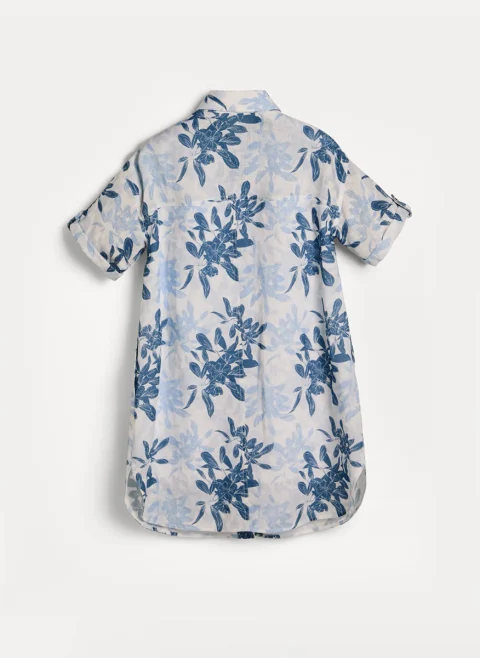 Рокля от лен с флорален принт Brunello Cucinelli Kids 8-10 — снимка 5