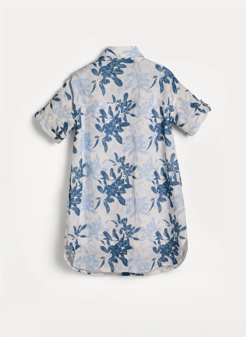 Рокля от лен с флорален принт Brunello Cucinelli Kids 8-10 — снимка 5