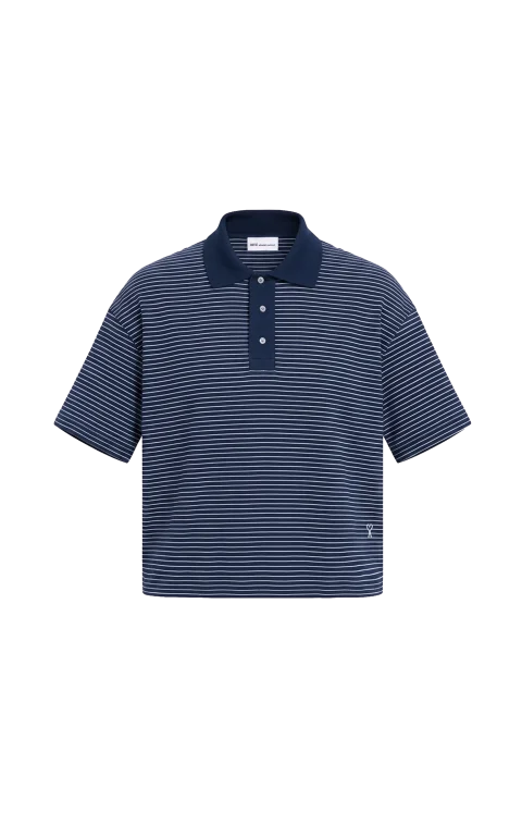 Blue Cotton Striped Ami de Coeur Polo