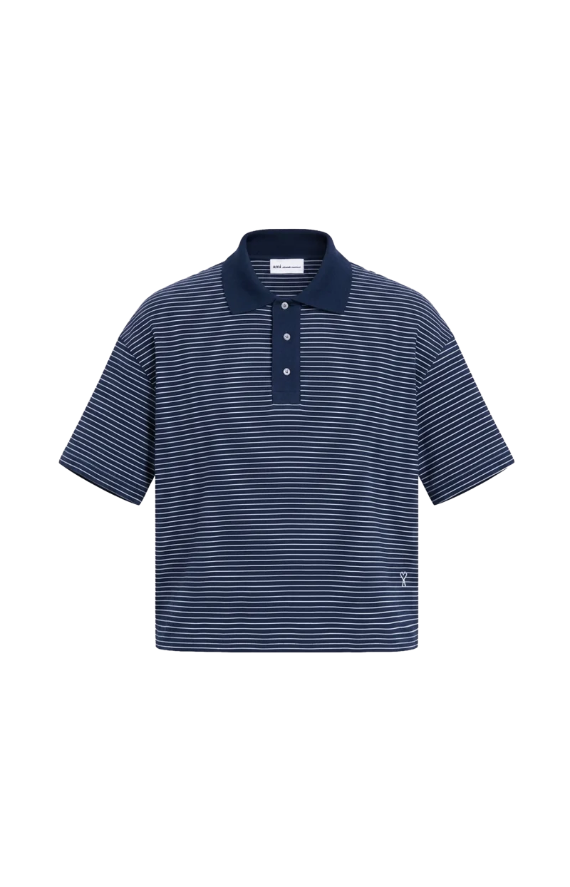 Blue Cotton Striped Ami de Coeur Polo