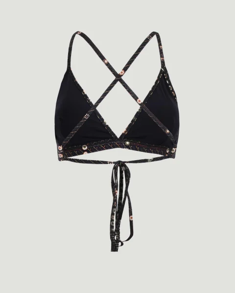 Printed Bikini Top in Black — снимка 2