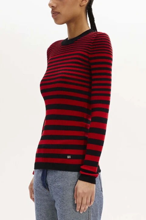 Плетено Pull New Chau PU27MA22 R01 raye noir/rouge — снимка 2