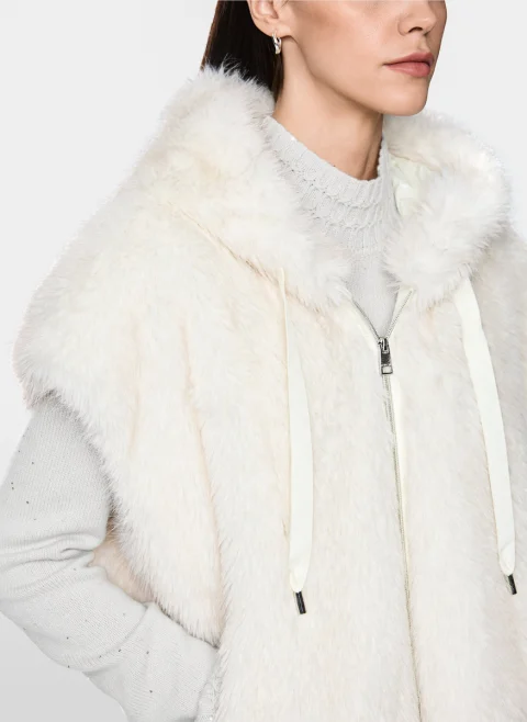 Елек от еко кожа с косъм Marc Cain Additions — снимка 5