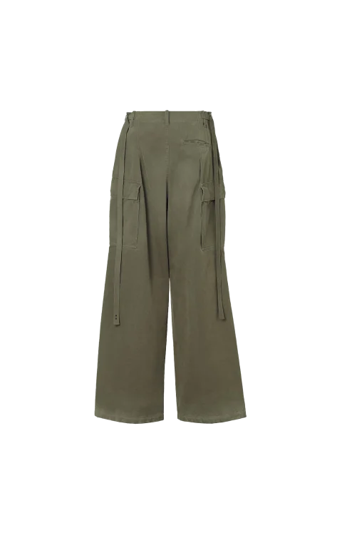 Doppio Punto Cotton Cargo Trousers in Green — снимка 2