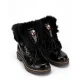 Дамски черни боти с пух New Italia Shoes — снимка 3