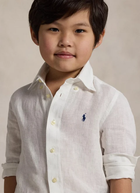 Ленена риза с бродерия Ralph Lauren Kids 2-7 — снимка 3
