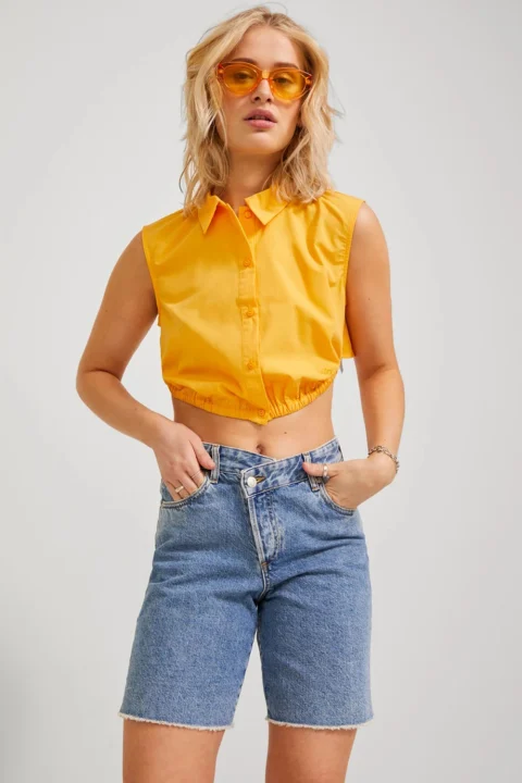 Риза Jxroe Mission Sl Cropped Shirt 12234997 14-1050 TCX marigold — снимка 2