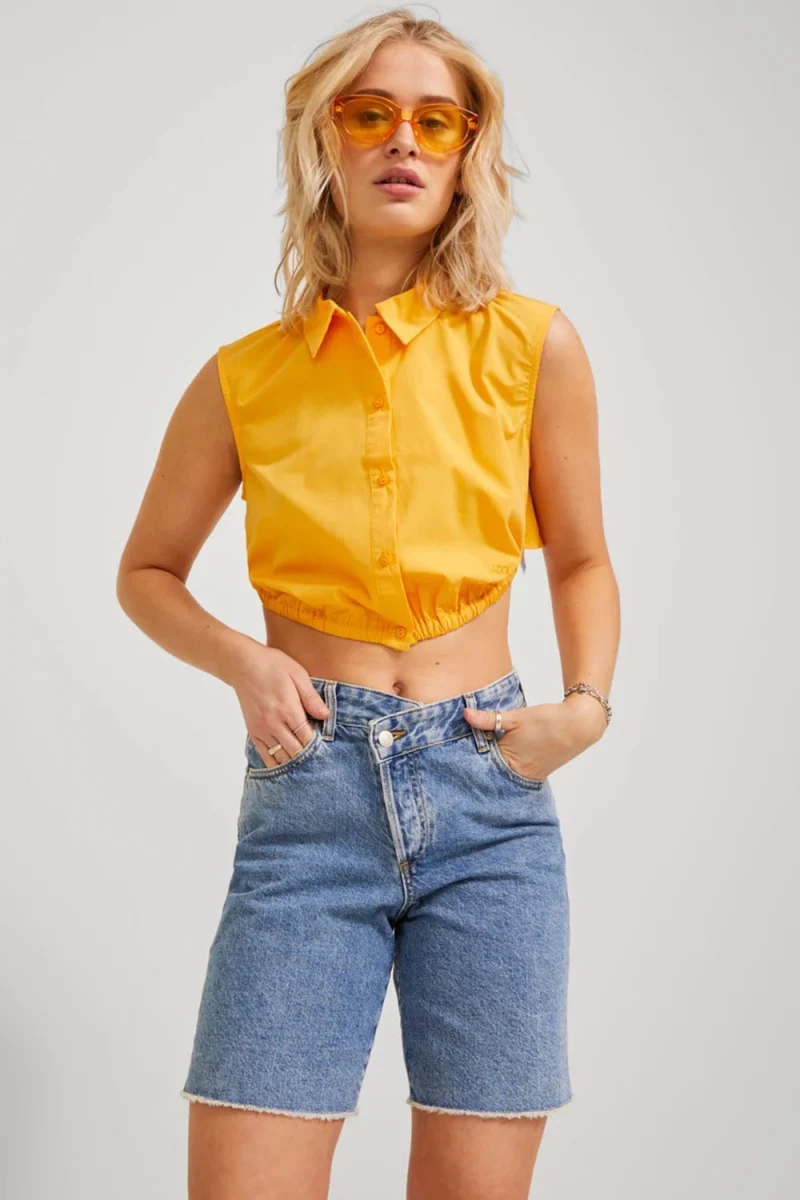 Риза Jxroe Mission Sl Cropped Shirt 12234997 14-1050 TCX marigold — снимка 2