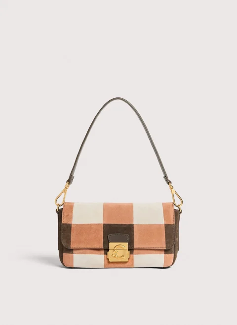 Велурена чанта Coccinelle C-Me Lock Multi Winter Rose Berry — снимка 6